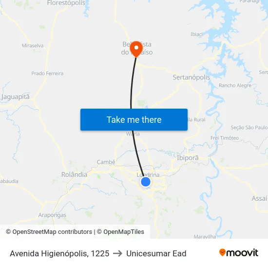 Avenida Higienópolis, 1225 to Unicesumar  Ead map