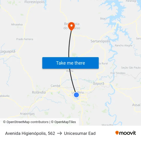 Avenida Higienópolis, 562 to Unicesumar  Ead map