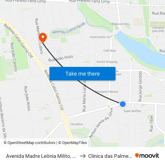 Avenida Madre Leônia Milito, 1355 to Clínica das Palmeiras map