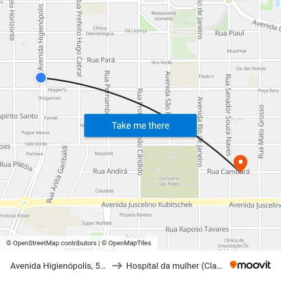 Avenida Higienópolis, 562 to Hospital da mulher (Clam) map