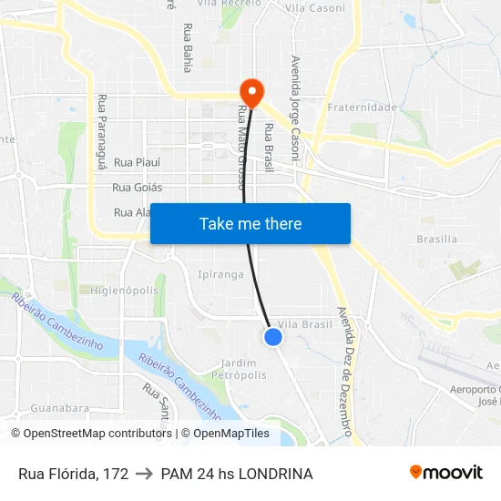 Rua Flórida, 172 to PAM 24 hs LONDRINA map