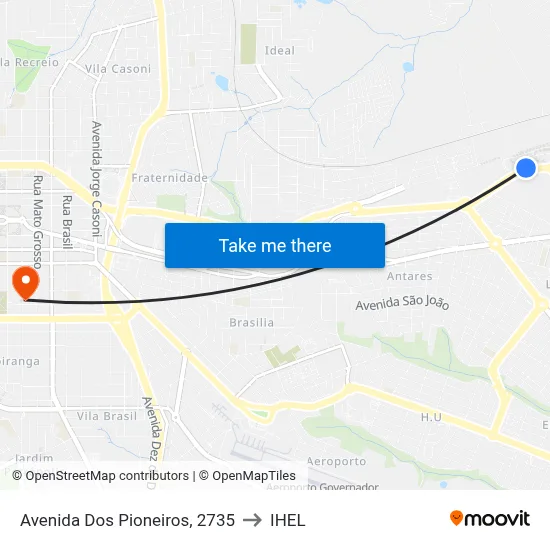 Avenida Dos Pioneiros, 2735 to IHEL map