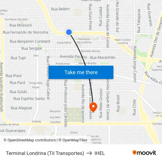 Terminal Londrina (Til Transportes) to IHEL map