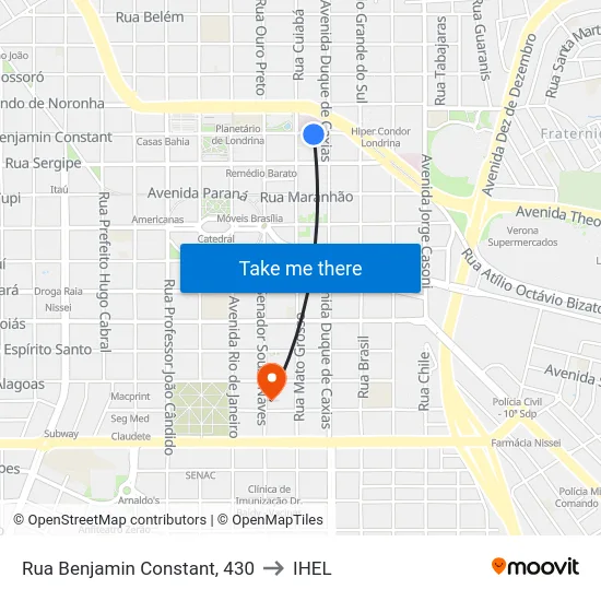 Rua Benjamin Constant, 430 to IHEL map