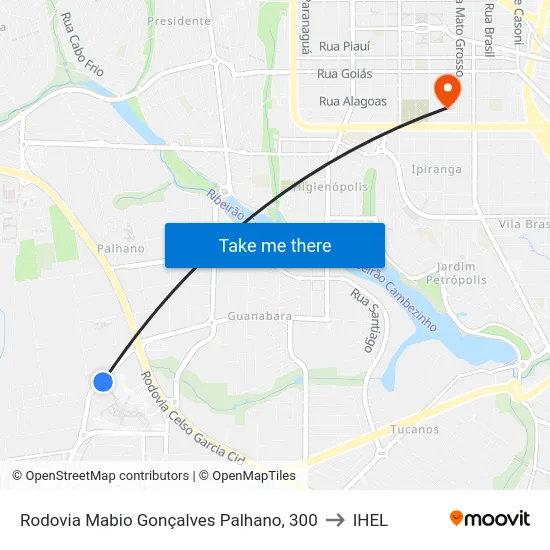 Rodovia Mabio Gonçalves Palhano, 300 to IHEL map