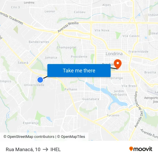 Rua Manacá, 10 to IHEL map