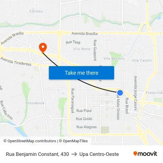 Rua Benjamin Constant, 430 to Upa Centro-Oeste map