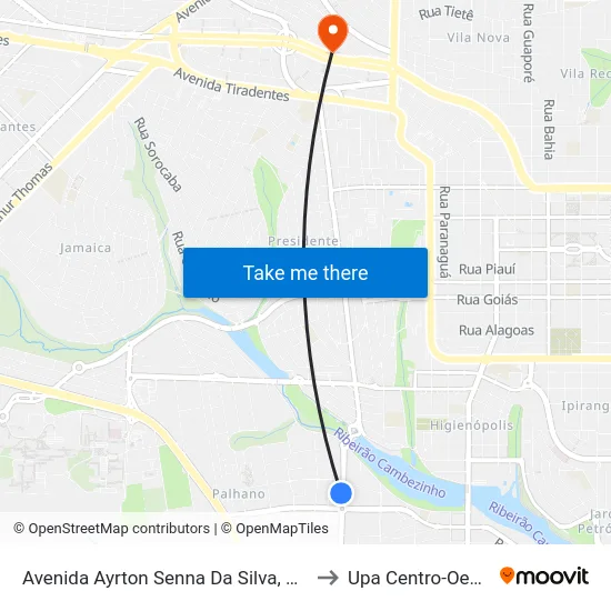 Avenida Ayrton Senna Da Silva, 461 to Upa Centro-Oeste map