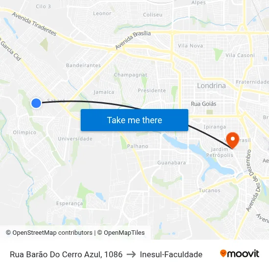 Rua Barão Do Cerro Azul, 1086 to Inesul-Faculdade map