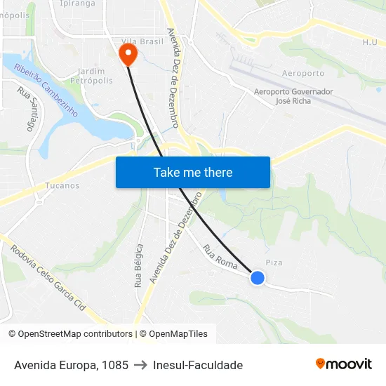 Avenida Europa, 1085 to Inesul-Faculdade map