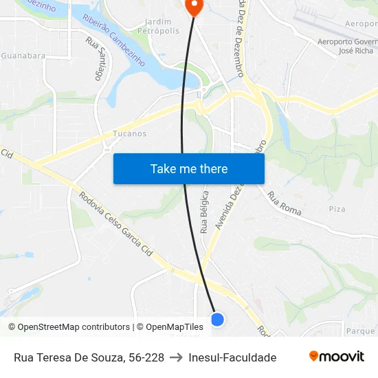 Rua Teresa De Souza, 56-228 to Inesul-Faculdade map