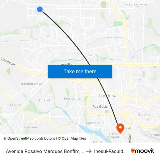 Avenida Rosalvo Marques Bonfim, 899 to Inesul-Faculdade map