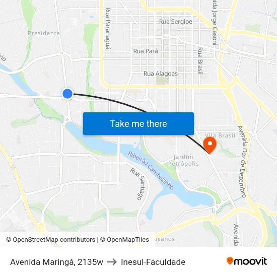 Avenida Maringá, 2135w to Inesul-Faculdade map