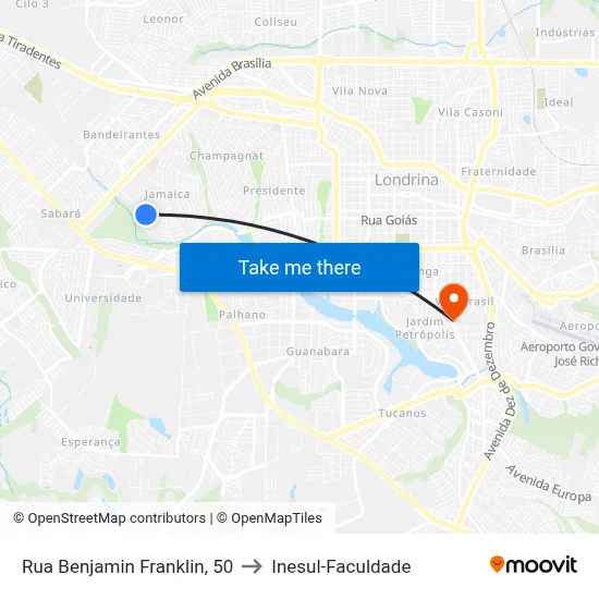 Rua Benjamin Franklin, 50 to Inesul-Faculdade map