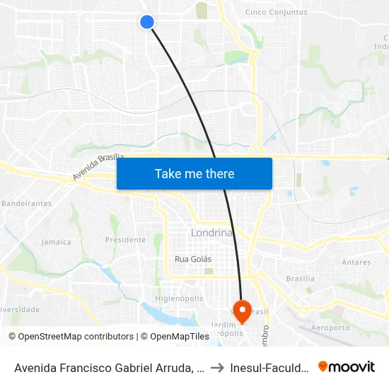 Avenida Francisco Gabriel Arruda, 1346 to Inesul-Faculdade map