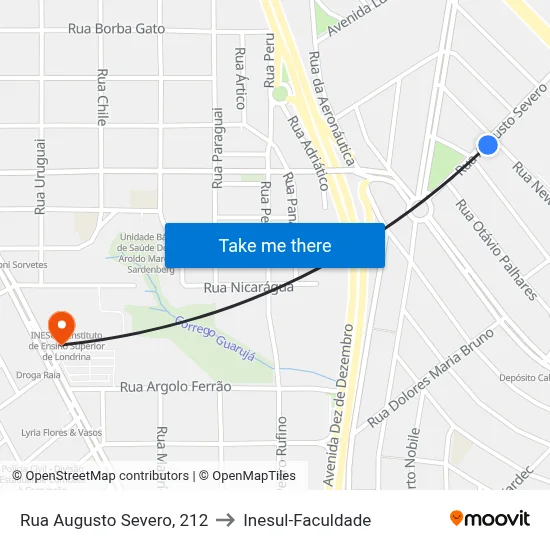 Rua Augusto Severo, 212 to Inesul-Faculdade map