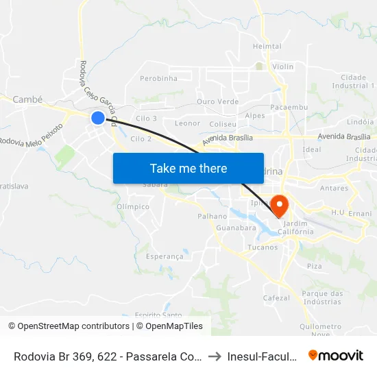 Rodovia Br 369, 622 - Passarela Coca-Cola to Inesul-Faculdade map