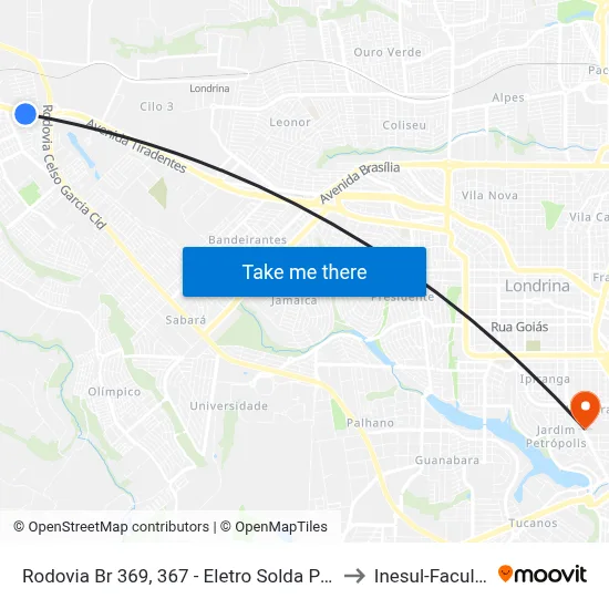 Rodovia Br 369, 367 - Eletro Solda Paranaense to Inesul-Faculdade map