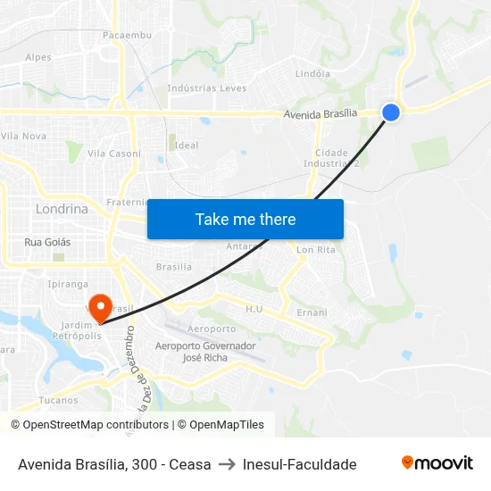 Avenida Brasília, 300 - Ceasa to Inesul-Faculdade map