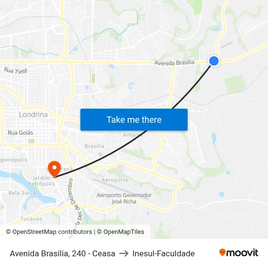 Avenida Brasília, 240 - Ceasa to Inesul-Faculdade map