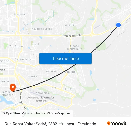 Rua Ronat Valter Sodré, 2382 to Inesul-Faculdade map