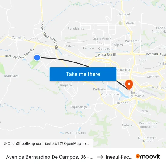 Avenida Bernardino De Campos, 86 - Jardim São Paulo to Inesul-Faculdade map