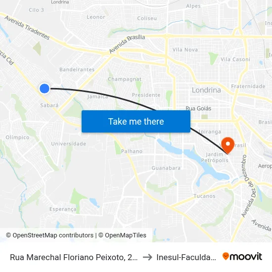 Rua Marechal Floriano Peixoto, 251 to Inesul-Faculdade map