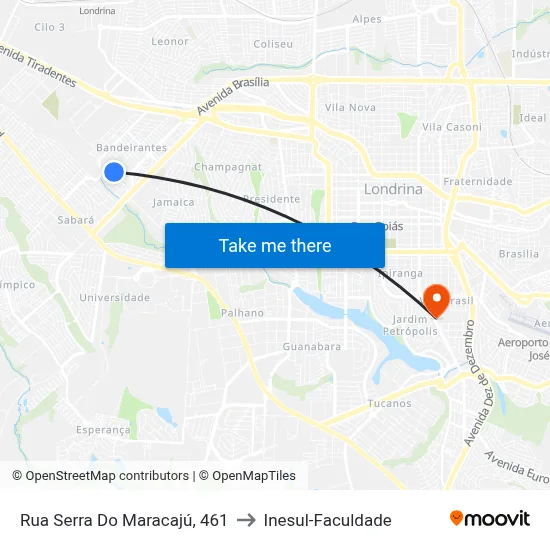 Rua Serra Do Maracajú, 461 to Inesul-Faculdade map