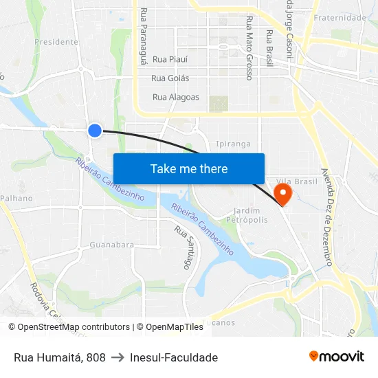 Rua Humaitá, 808 to Inesul-Faculdade map