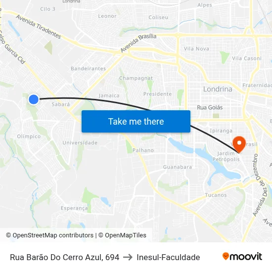 Rua Barão Do Cerro Azul, 694 to Inesul-Faculdade map