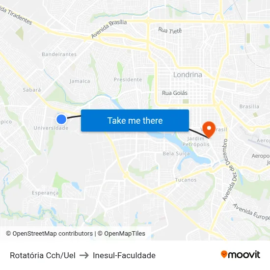 Rotatória Cch/Uel to Inesul-Faculdade map