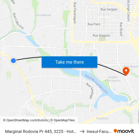 Marginal Rodovia Pr 445, 3225 - Hotel Londri Star to Inesul-Faculdade map