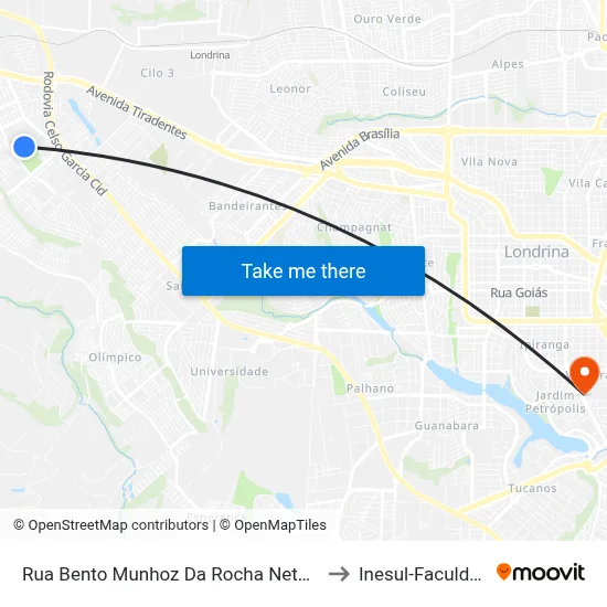 Rua Bento Munhoz Da Rocha Neto, 469 to Inesul-Faculdade map