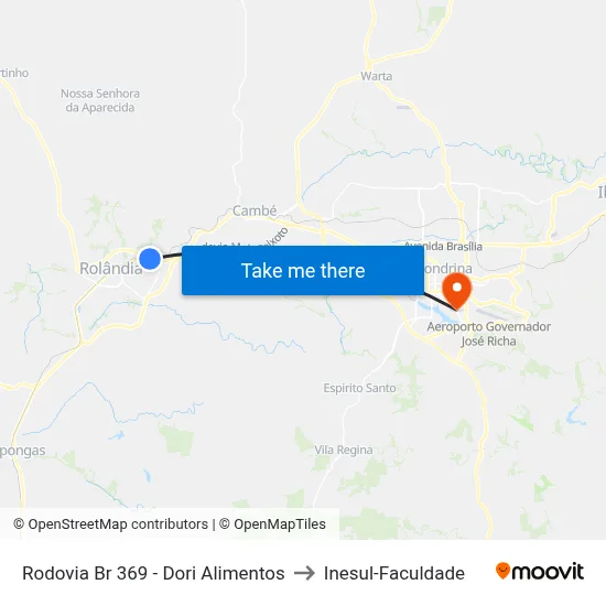 Rodovia Br 369 - Dori Alimentos to Inesul-Faculdade map