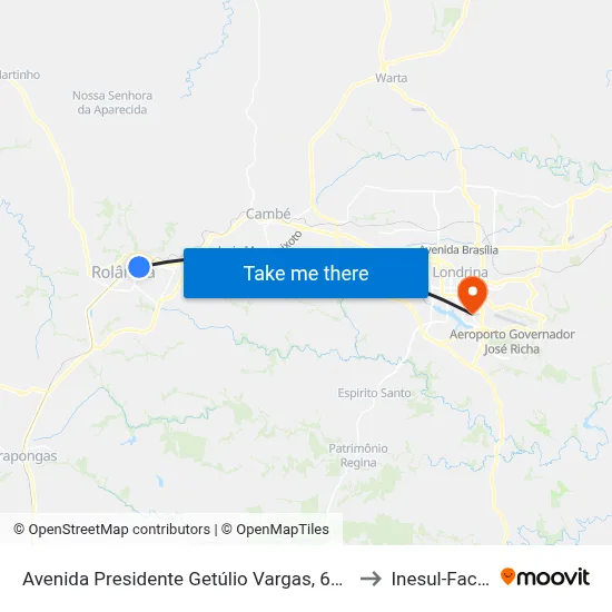 Avenida Presidente Getúlio Vargas, 668 - Posto Yamada to Inesul-Faculdade map