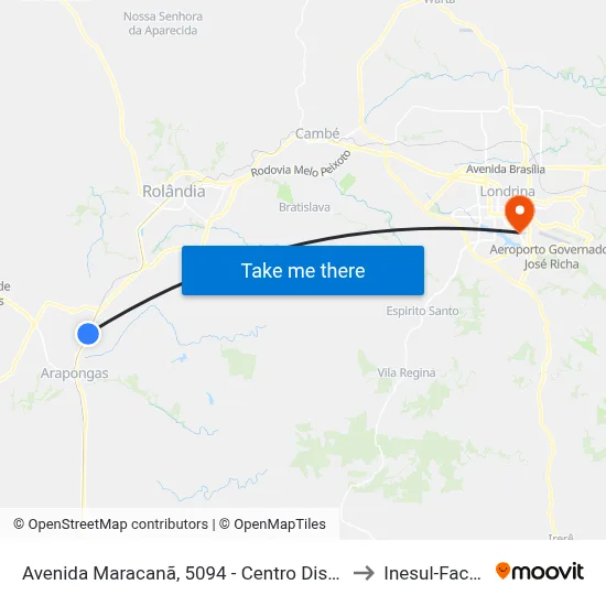 Avenida Maracanã, 5094 - Centro Distribuição Verona to Inesul-Faculdade map