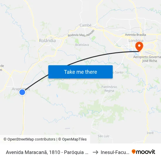 Avenida Maracanã, 1810 - Paróquia Santo Antonio to Inesul-Faculdade map