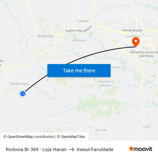 Rodovia Br 369 - Loja Havan to Inesul-Faculdade map