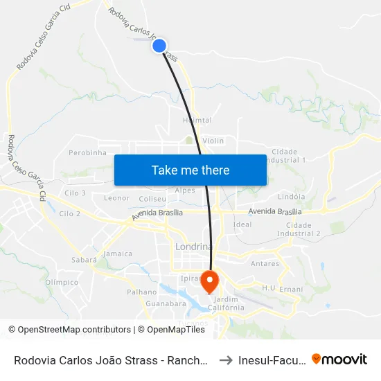 Rodovia Carlos João Strass - Rancho Do Manduca to Inesul-Faculdade map