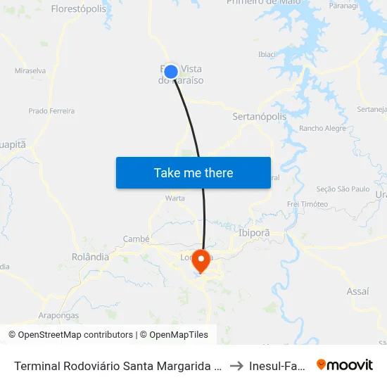 Terminal Rodoviário Santa Margarida (José Fraga Abelha) to Inesul-Faculdade map