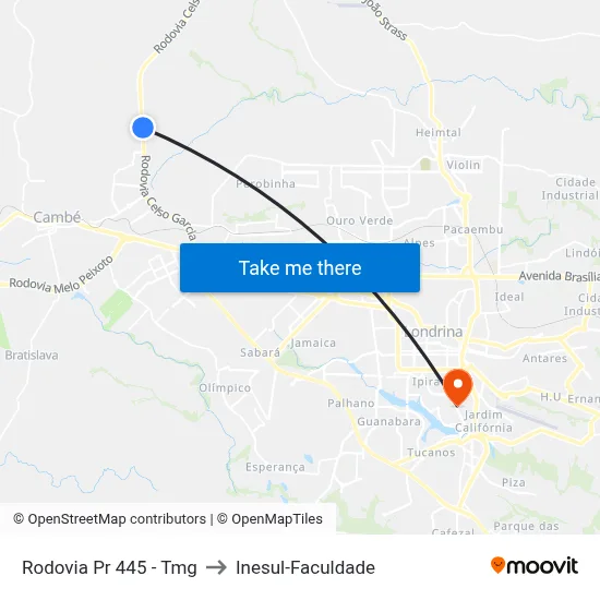 Rodovia Pr 445 - Tmg to Inesul-Faculdade map