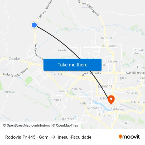 Rodovia Pr 445 - Gdm to Inesul-Faculdade map