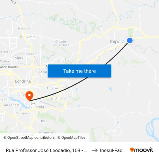 Rua Professor José Leocádio, 109 - Jd. Bom Pastor to Inesul-Faculdade map