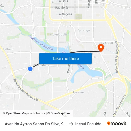 Avenida Ayrton Senna Da Silva, 998 to Inesul-Faculdade map