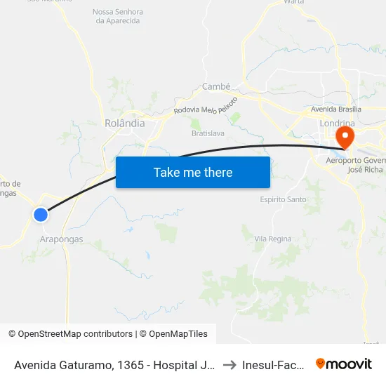 Avenida Gaturamo, 1365 - Hospital João De Freitas to Inesul-Faculdade map