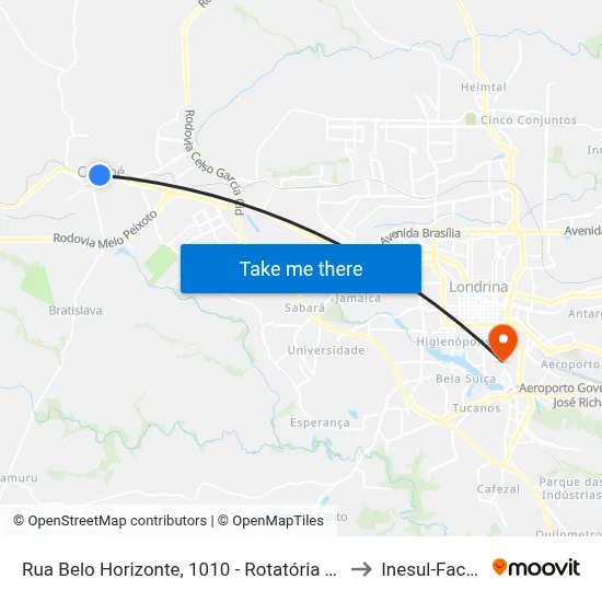 Rua Belo Horizonte, 1010 - Rotatória Terminal Cambé to Inesul-Faculdade map