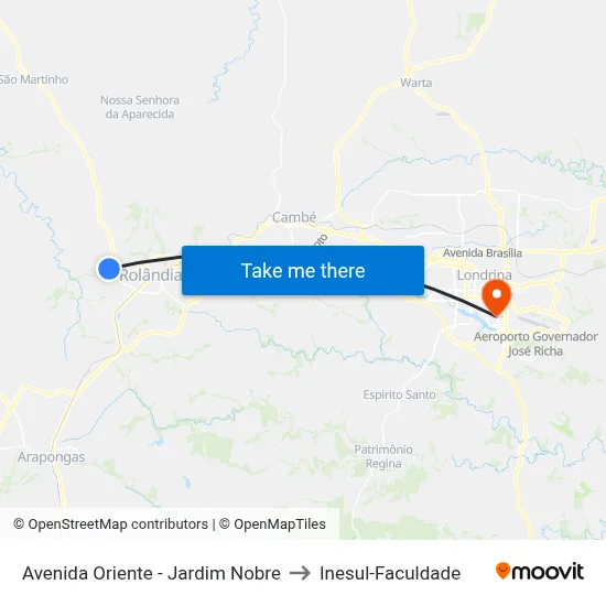 Avenida Oriente - Jardim Nobre to Inesul-Faculdade map