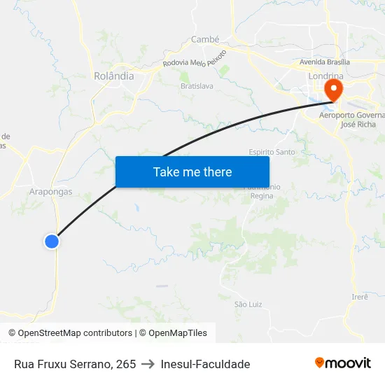 Rua Fruxu Serrano, 265 to Inesul-Faculdade map