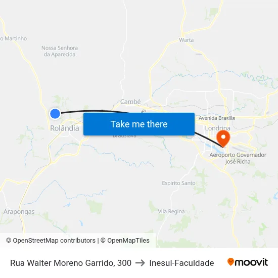 Rua Walter Moreno Garrido, 300 to Inesul-Faculdade map