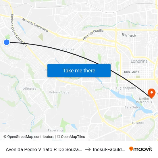 Avenida Pedro Viriato P. De Souza, 476 to Inesul-Faculdade map